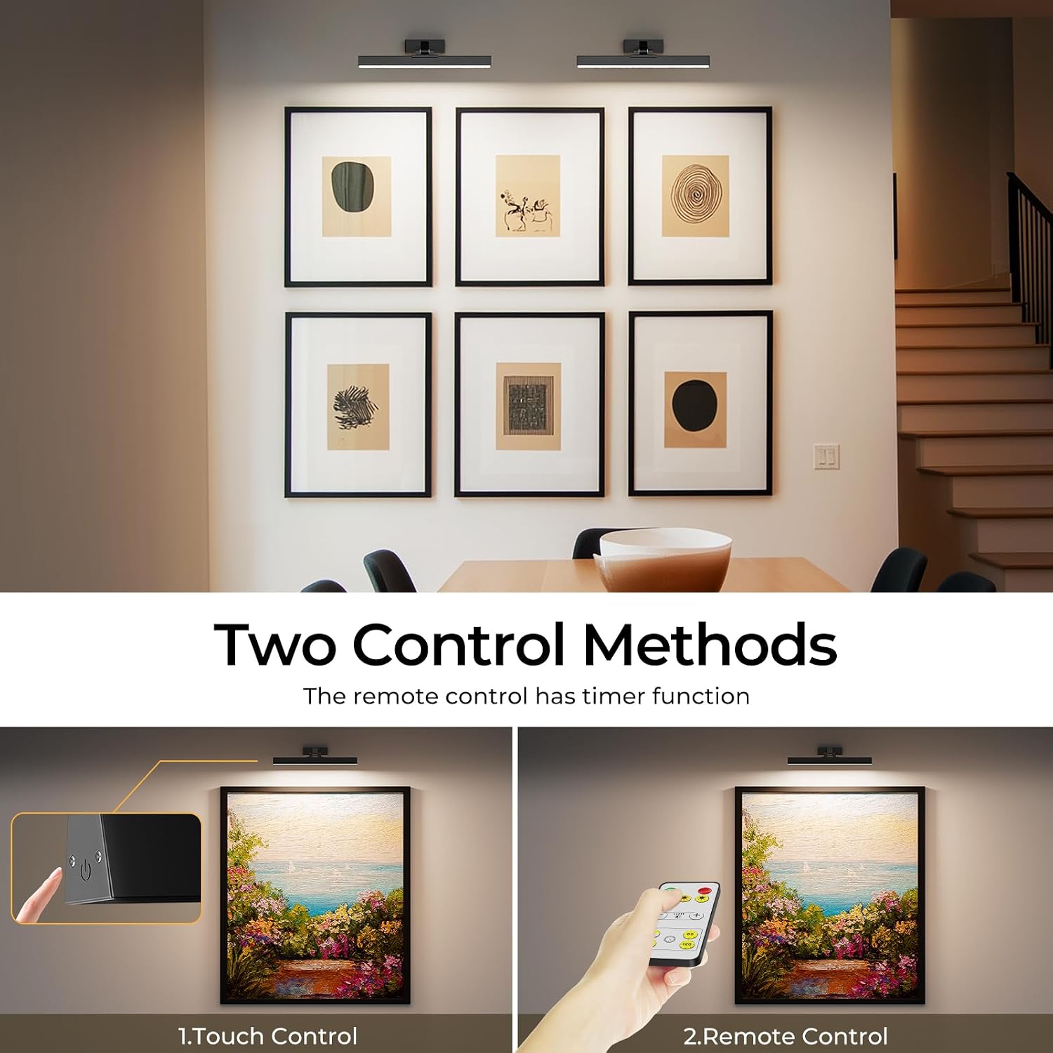 Picture Lights for Wall, Battery Operated Gallery Light 16in for Paintings CCT Dimmable Recharging Battery Wall Lamp