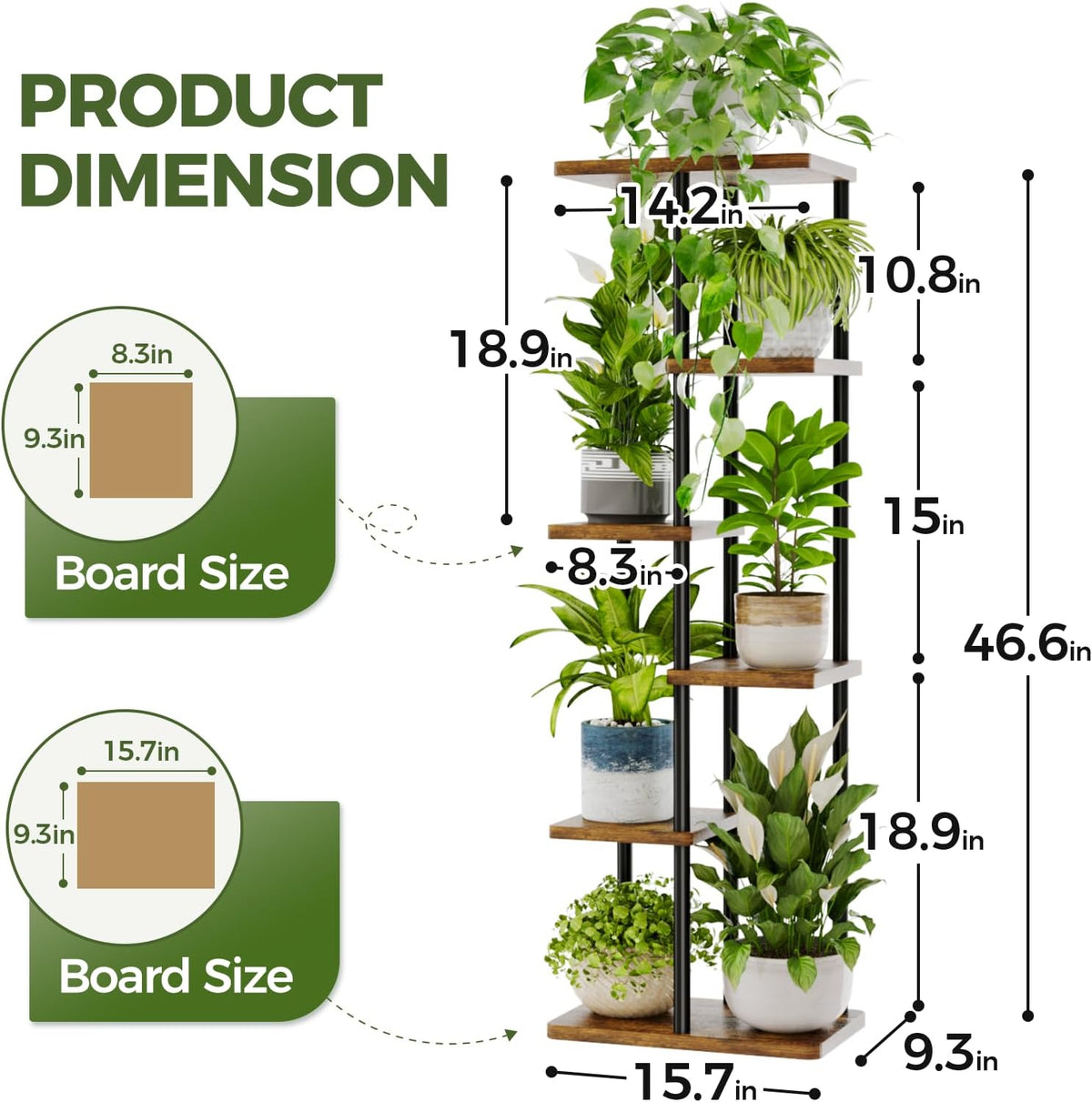 Bamworld Plant Stand 6 Tier Tall Shelf for Multiple Plants Brown | Tiered indoor shelf adds vertical display space to