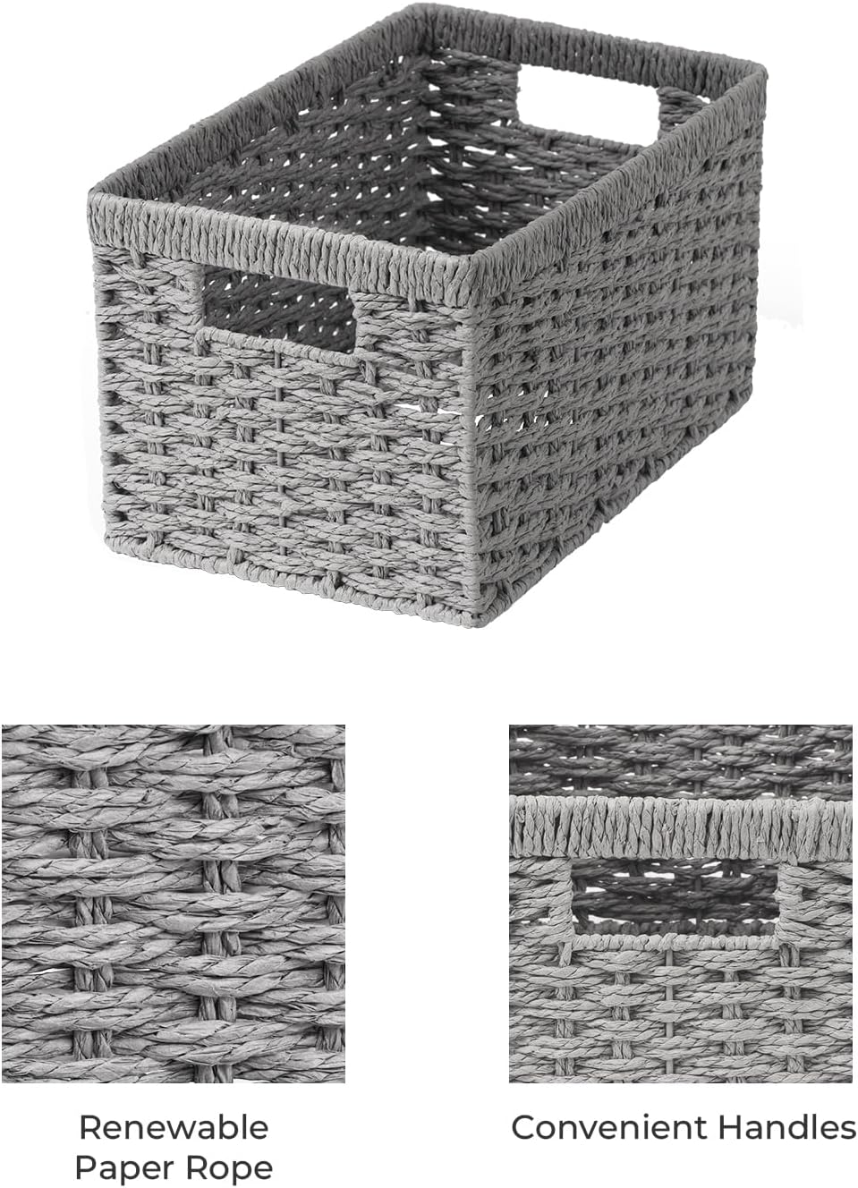 Rectangular Wicker Baskets / Gray / 2 x 13 / Set of 2