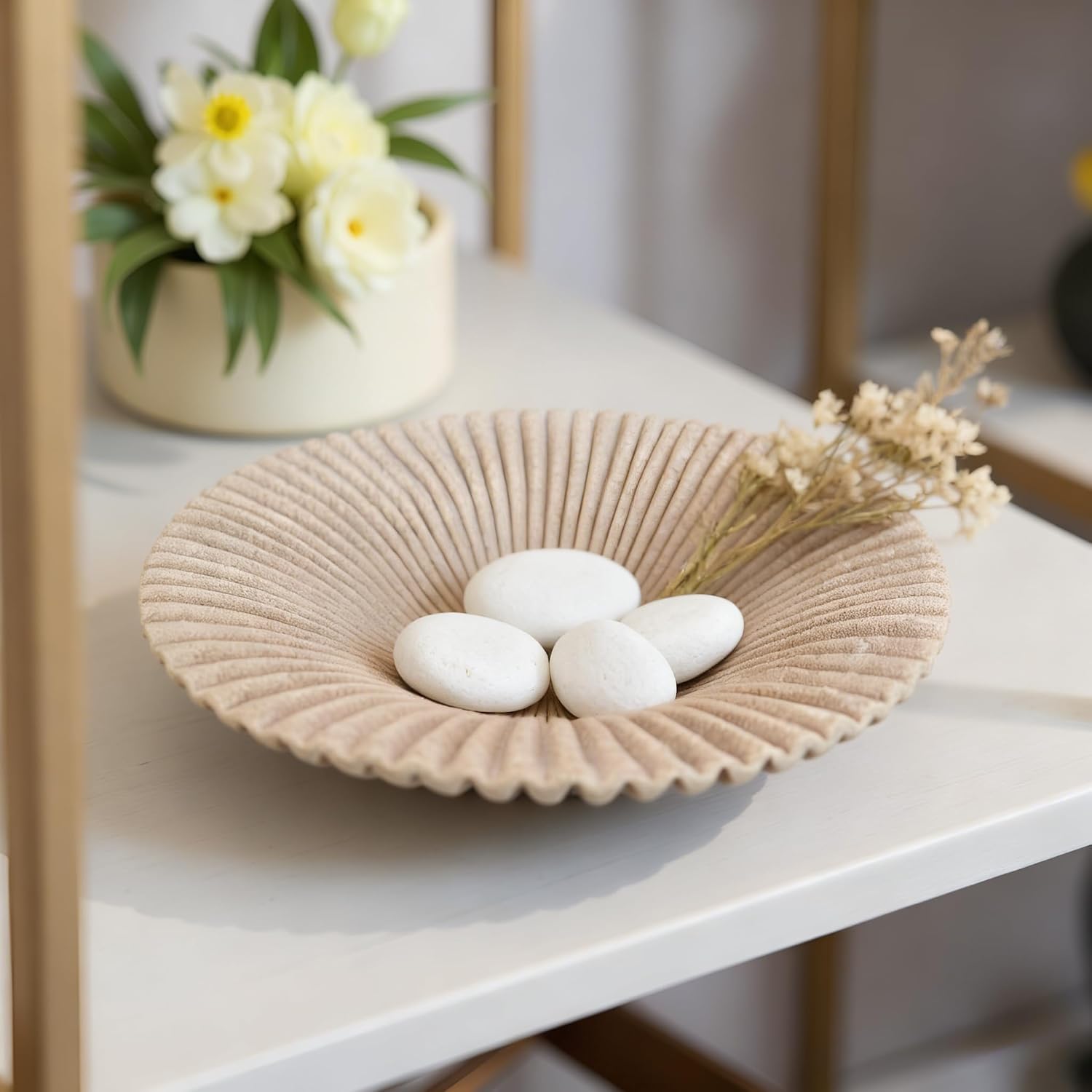 Decorative Bowl decor Tray / Beige-d / 7.87inch