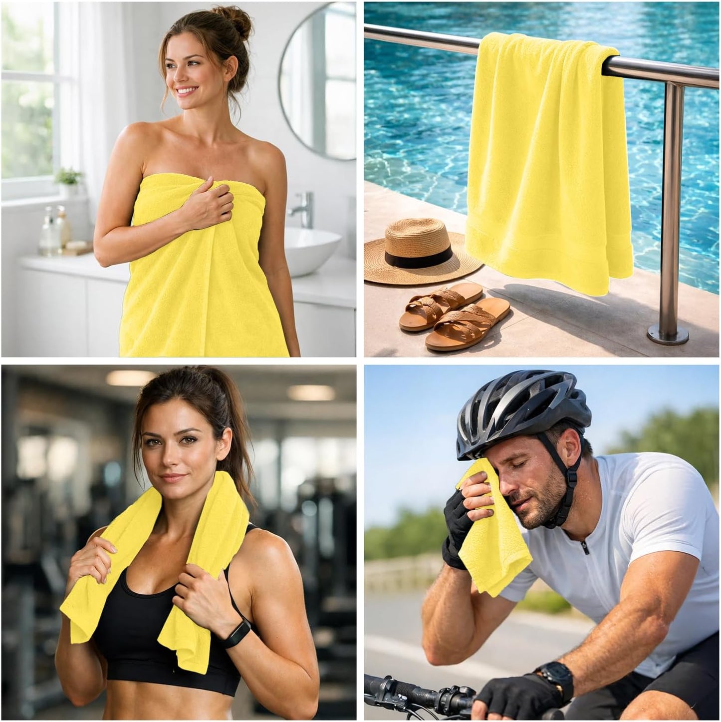 DAN River 8 Piece Luxury Bath Towels for Bathroom, Towel Set, Yellow | 2 Bath towels, 2 Hand towels, and 4 Wash Cloths