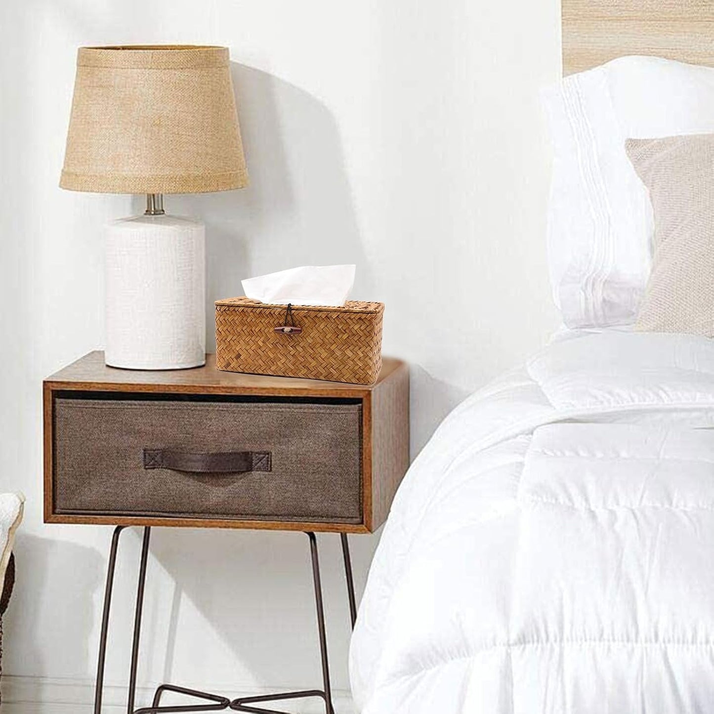 Woven Tissue Box Holder / Caramel