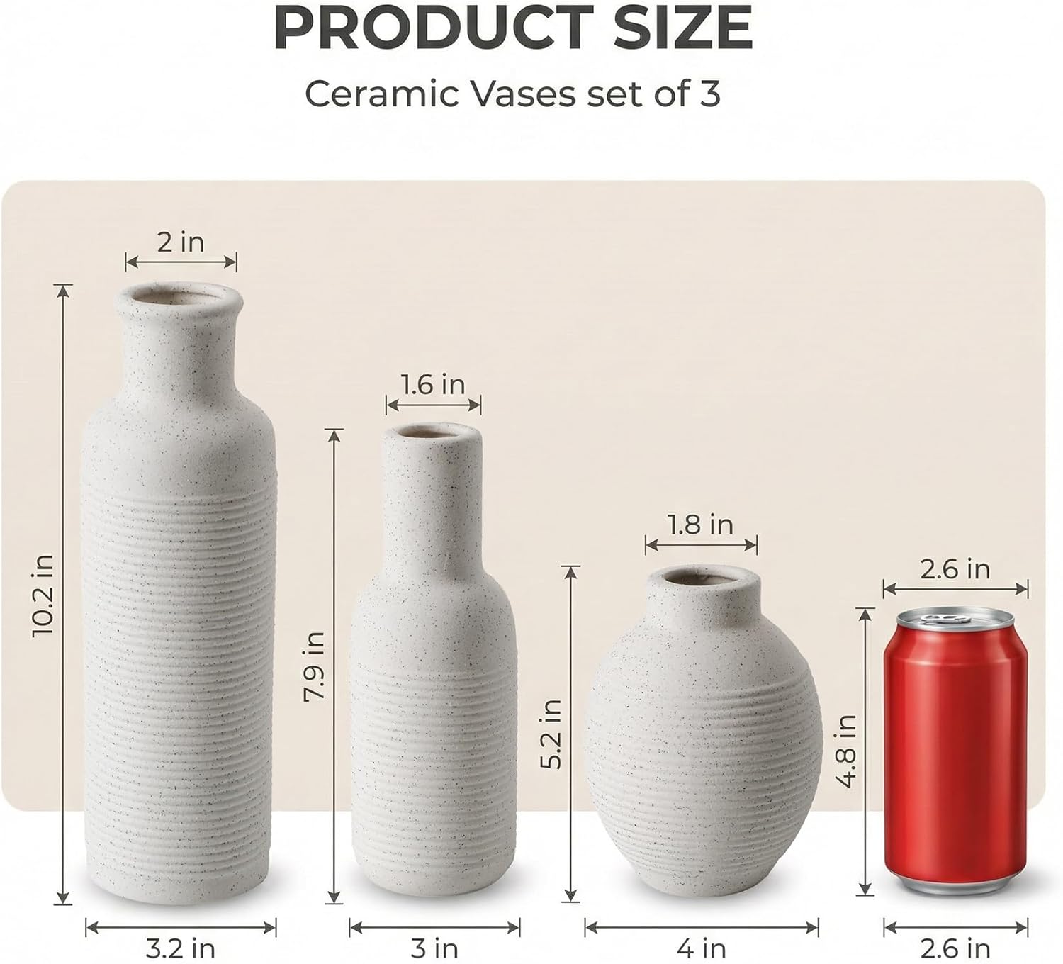 Rustic Farmhouse Vase / White1 / Set of 3