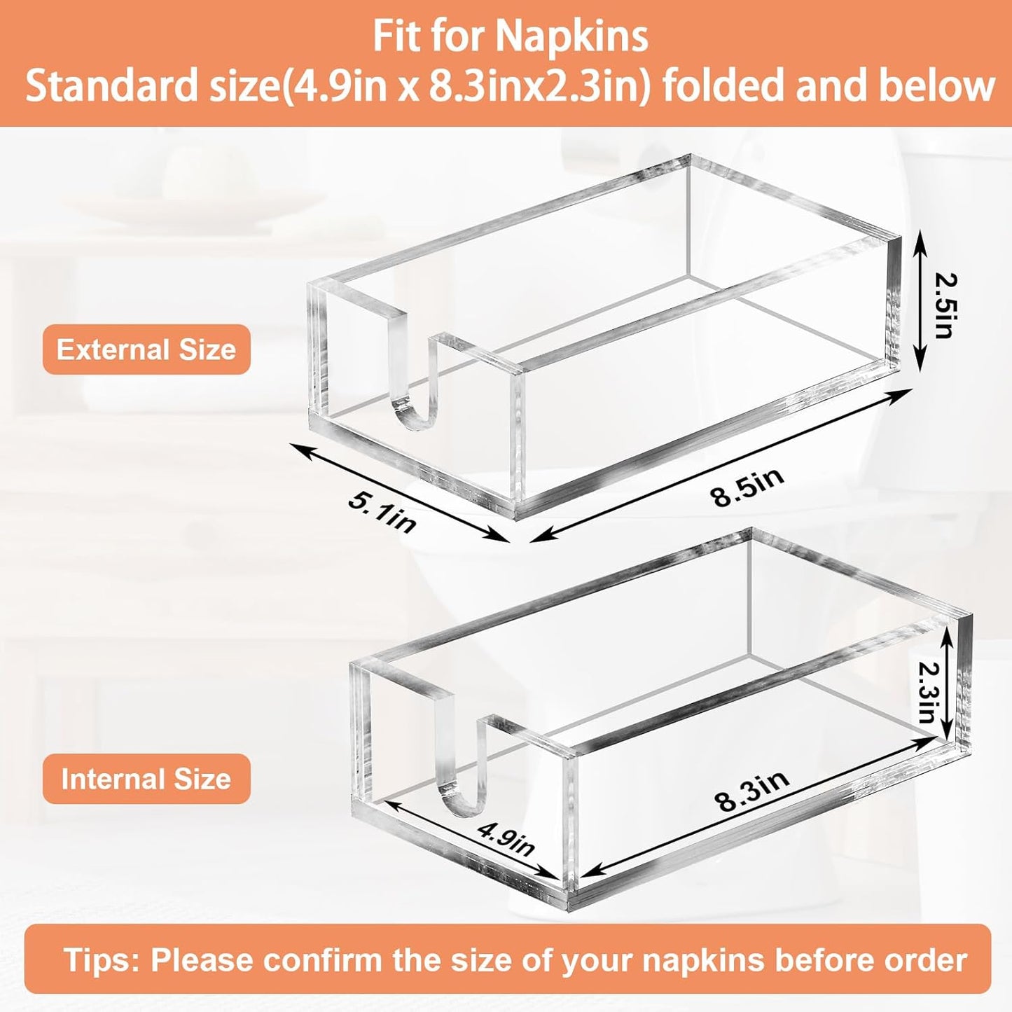 Acrylic Napkin Holder / 0.2in Thickness / Clear