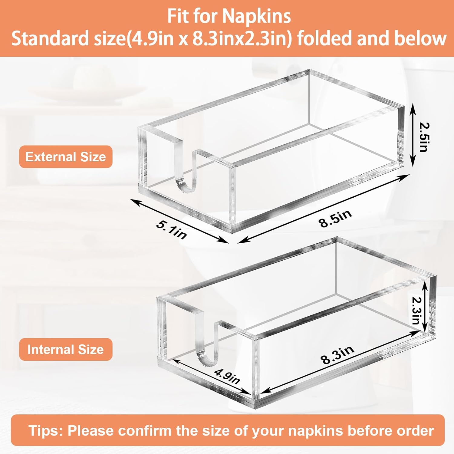 Acrylic Napkin Holder / 0.2in Thickness / Clear