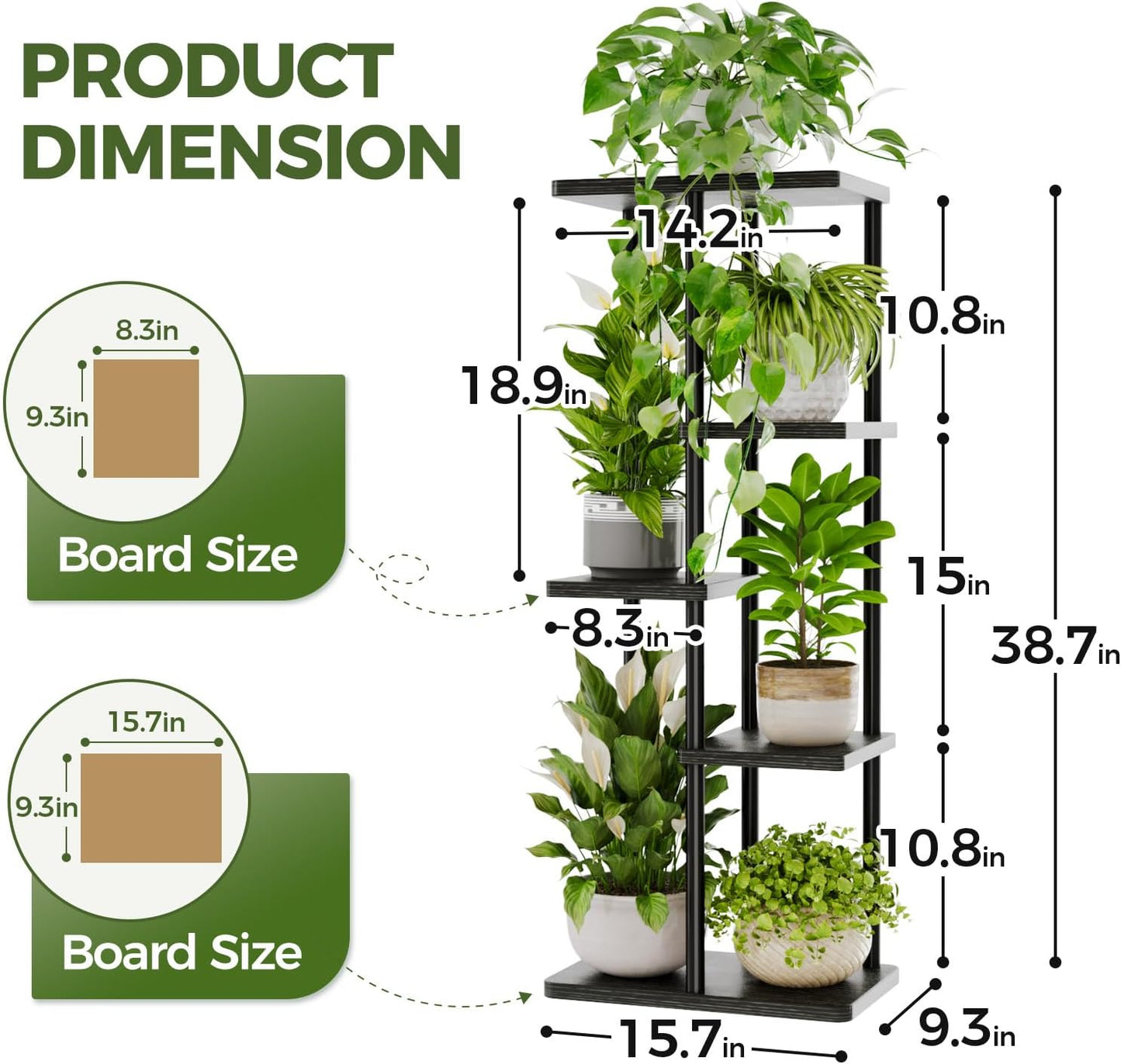 Bamworld Plant Stand 5 Tier Corner Metal Shelf Black | Tiered shelf organizes multiple plants in living rooms