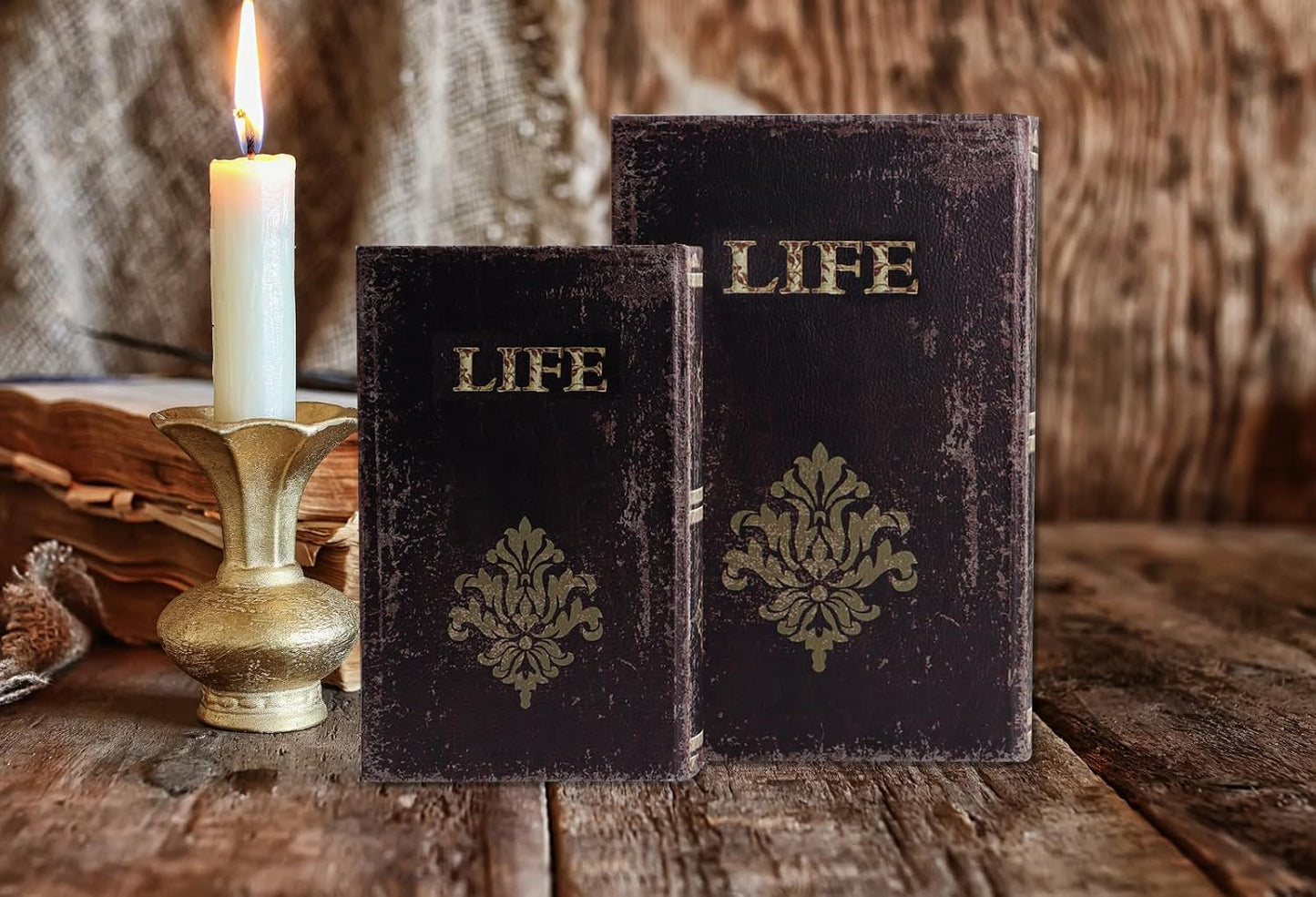Decorative Book Box Wood Faux Book Box / 2books / Set of 2