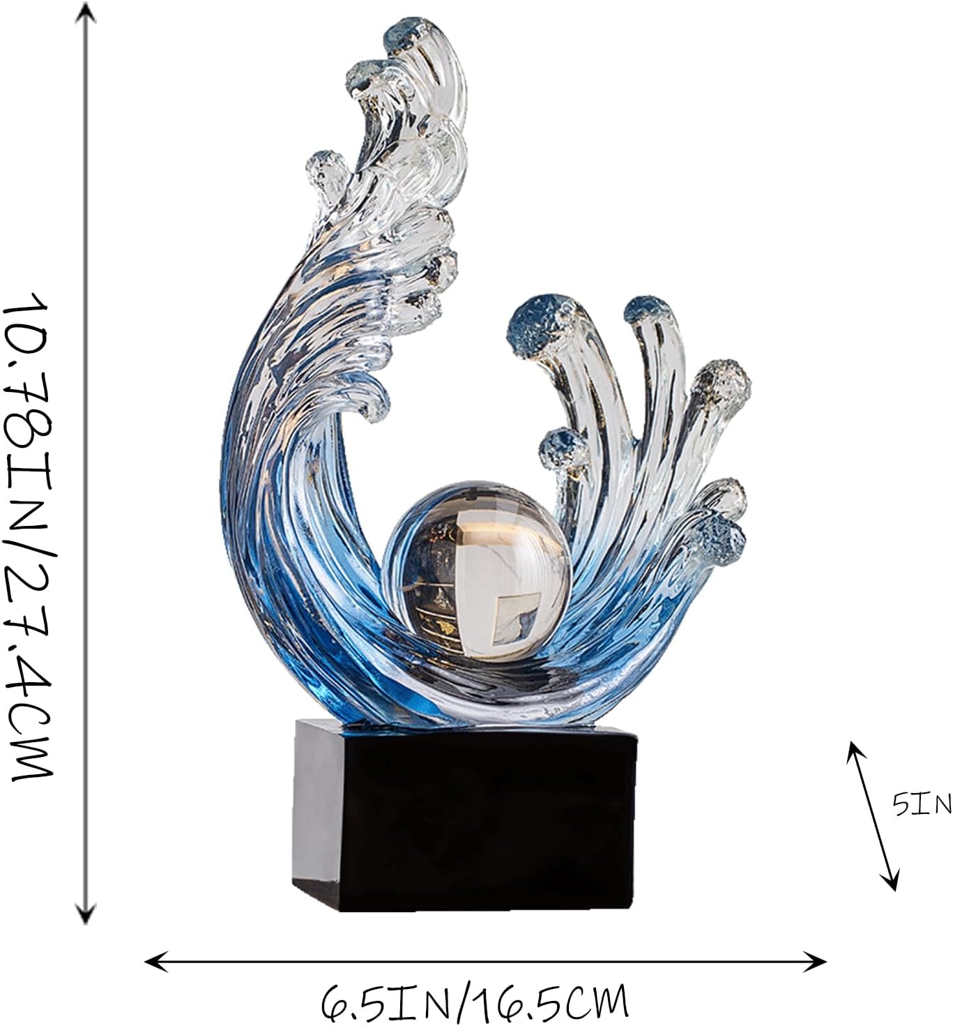 Modern Abstract Decorative Wave Statue / A / Navy-blue