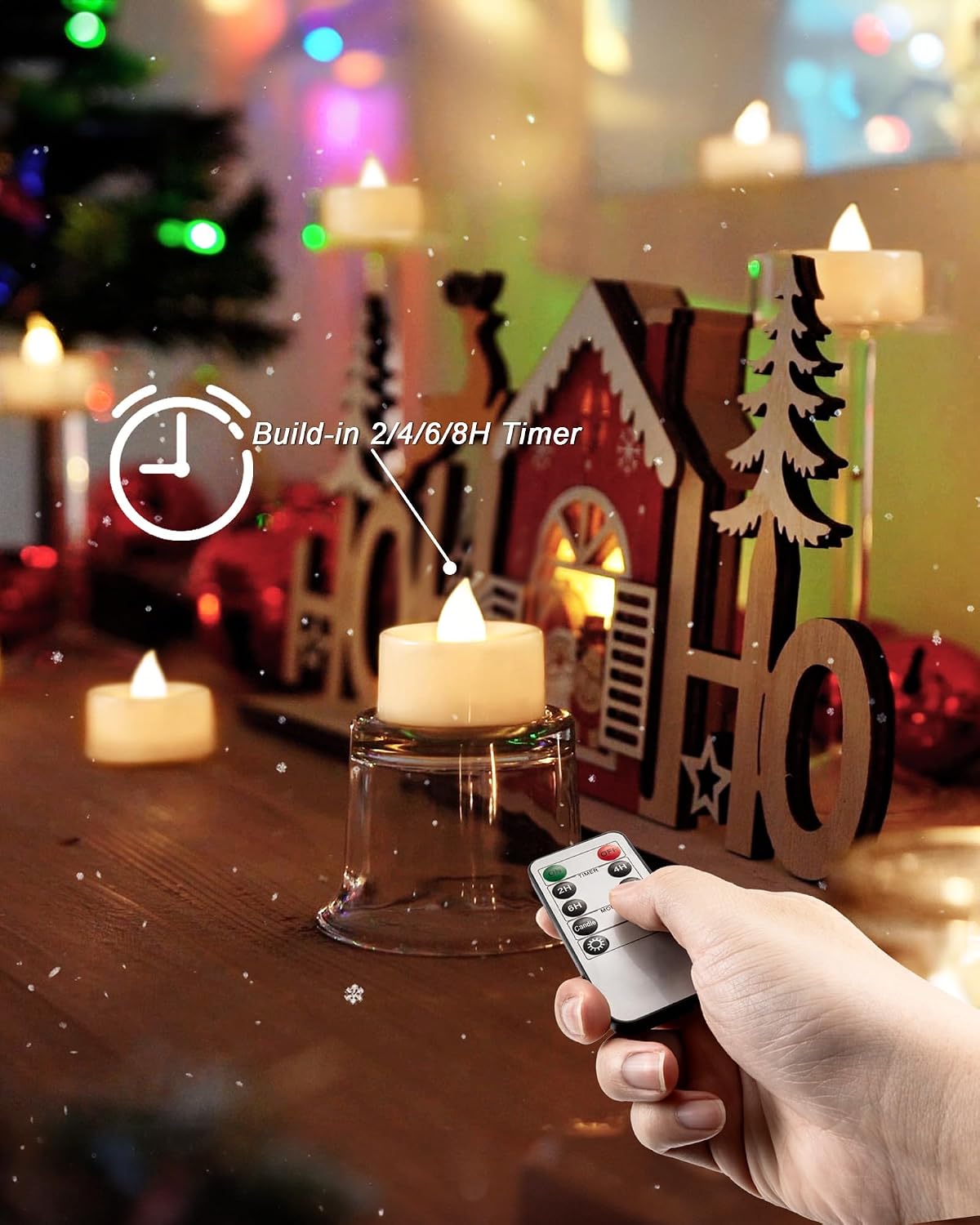 BEICHI 24Pcs Flameless LED Tea Lights with Remote & Timer,White Base,400Hrs | Flickering TeaLights Candles Battery