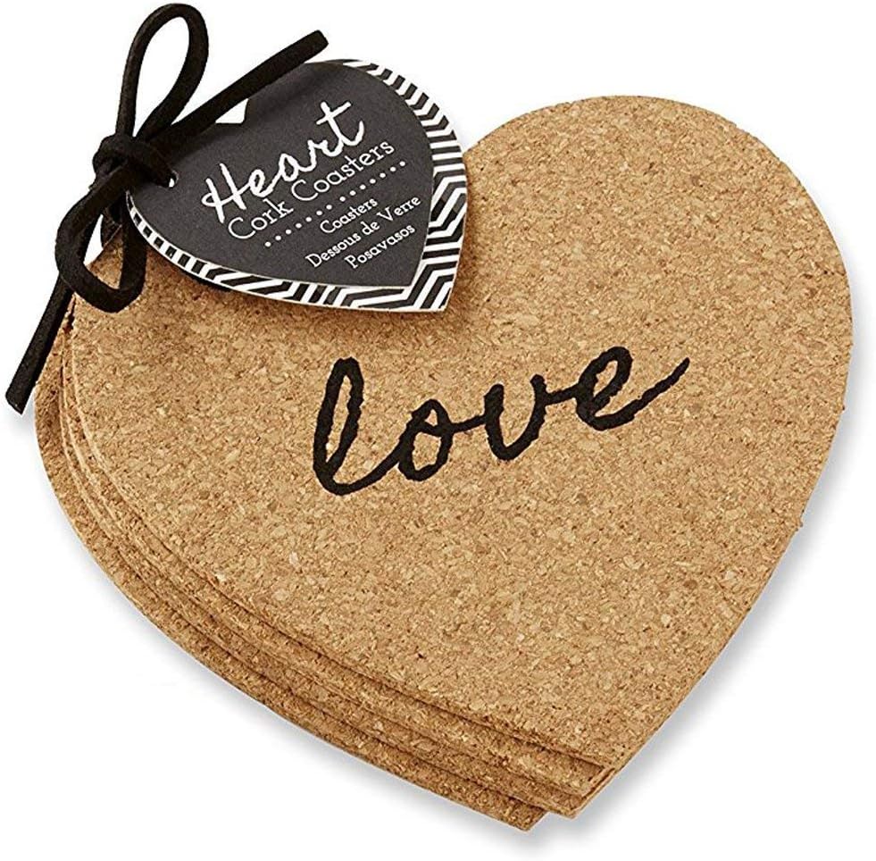 Heart Cork Coaster Table Décor or Party Favors / 4 Sets / Set of 4