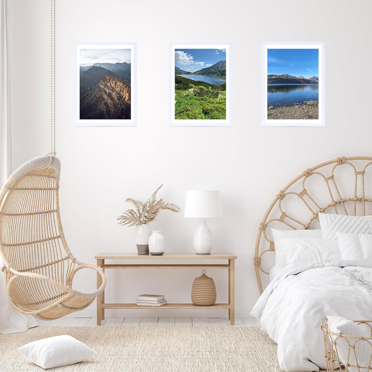JCJMY 12x16 Picture Frame Set of 4 White with 11x14 Mat, Display Photo 11x14 with Mat or 12 x 16 Without Mat, Wall