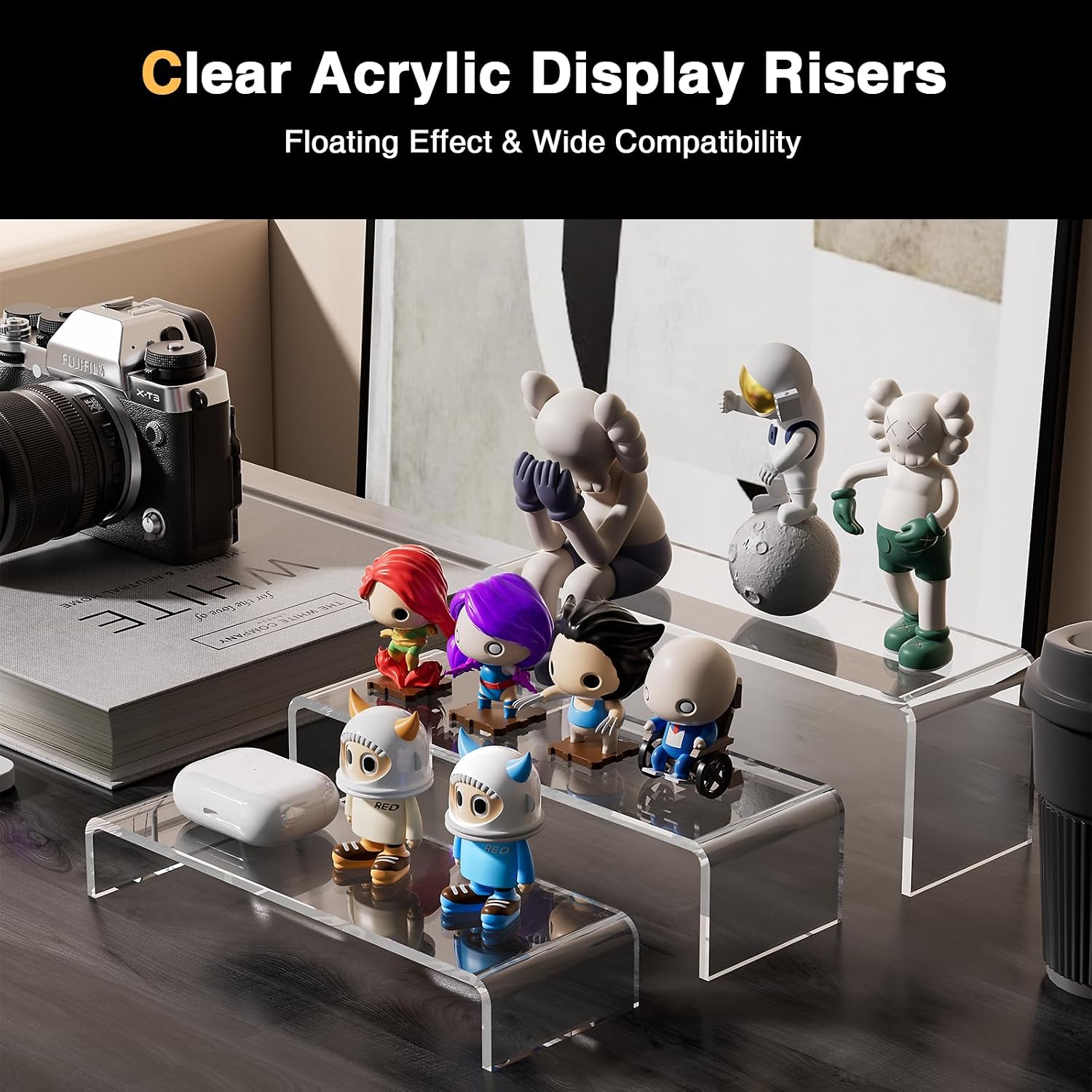 4mm-Thickened Transparent Display Stand shelf / Clear Rectangle 2 Sets / Set of 6