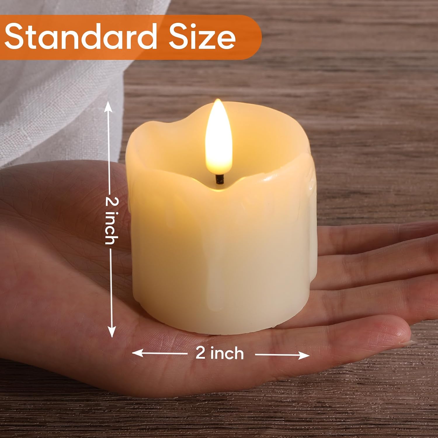 Ivory Dripping Wax Flameless Votive Candles with Timer Batteries | Halloween LED Candles, 2x2 in Battery Tea Lights