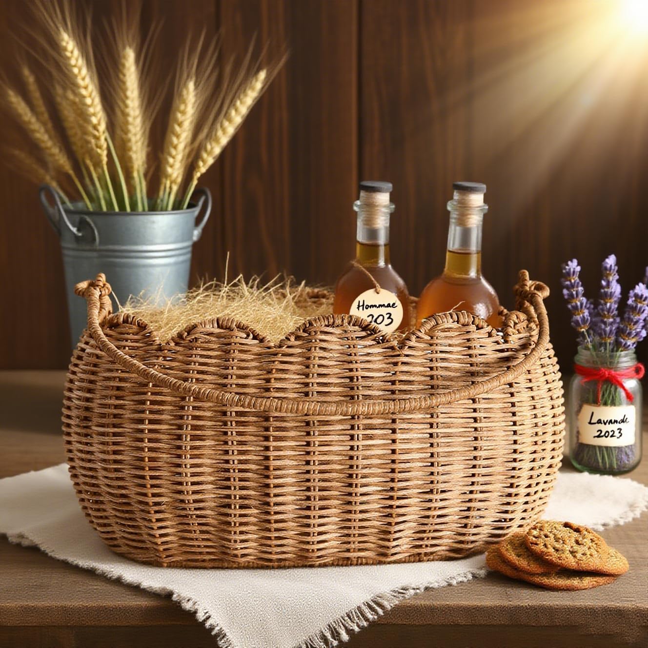 Hand Woven Basket / Rattan / Natural