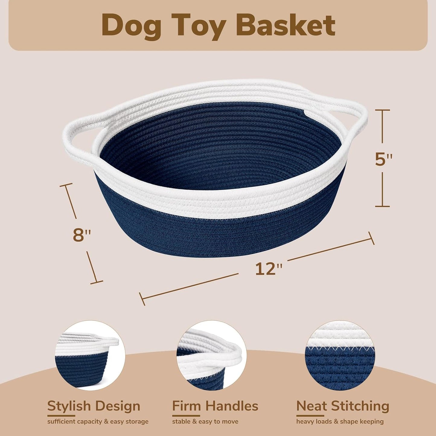 Small Woven Basket / Navy / 12 x 8 x 5