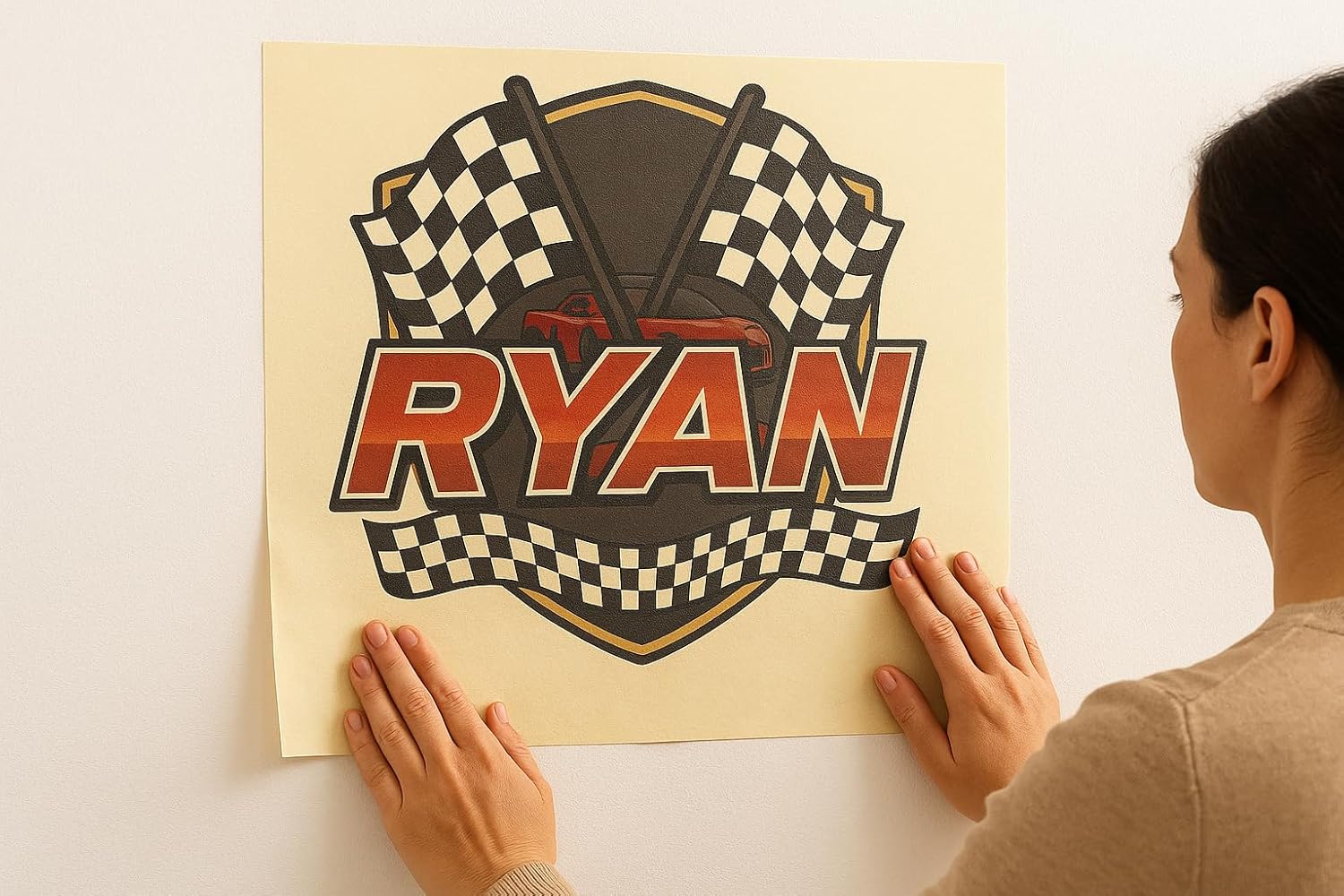 Personalized Racing Name Wall Decal for Kids Bedroom
