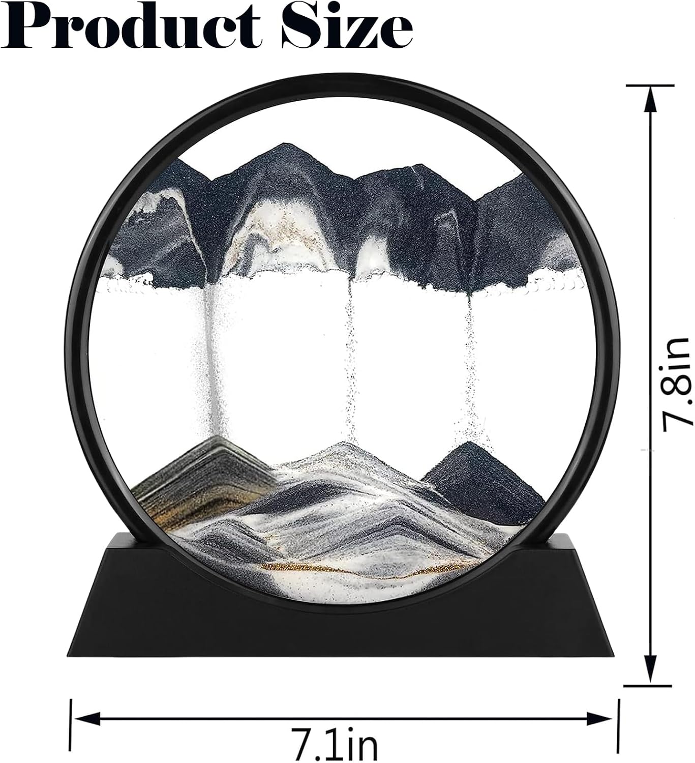 Round Glass 3D Deep Sea Sandscape / Black / 7in