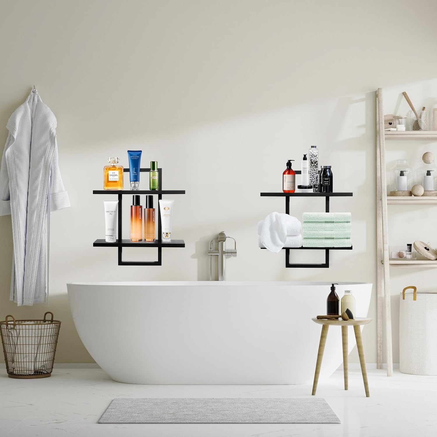 Floating Shelves / Modern Decorative Plants Shelves / Black-2 Tier / Set of 2