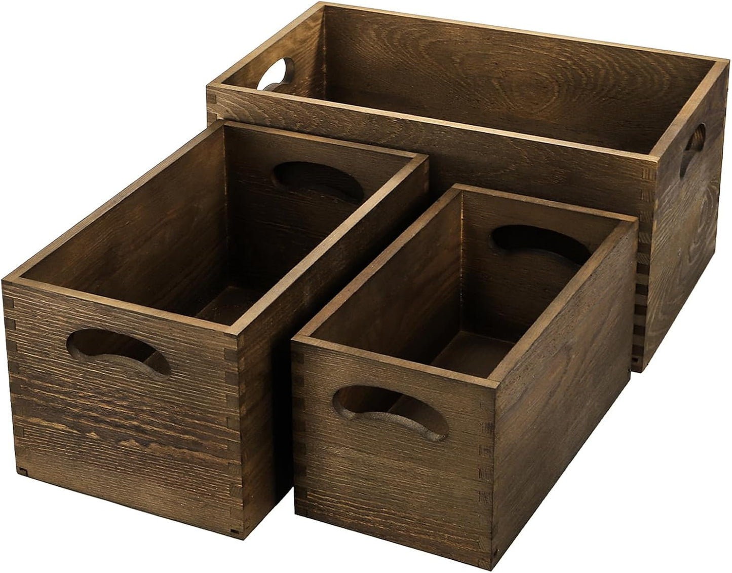 Wood Crate Box / Rustic Brown / Set of 3