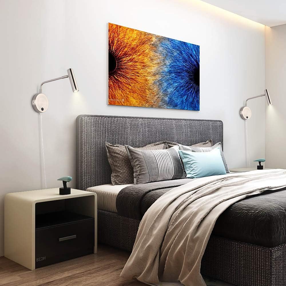 Joossnwell Wall Mounted Lamp, Sconce Light with Plug in Cords Wall Reading Light with Switch for Living Room Bedroom