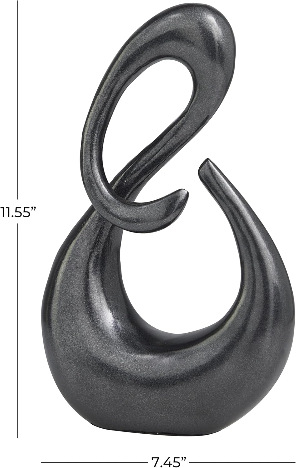 Aluminum Metal Abstract Decorative Sculpture Swirl Home Decor Statue / Dark Gray / 7 x 3 x 12