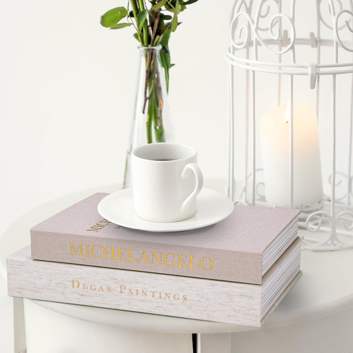 Linen Decorative Books / Linen & Ivory & Pink / Set of 3
