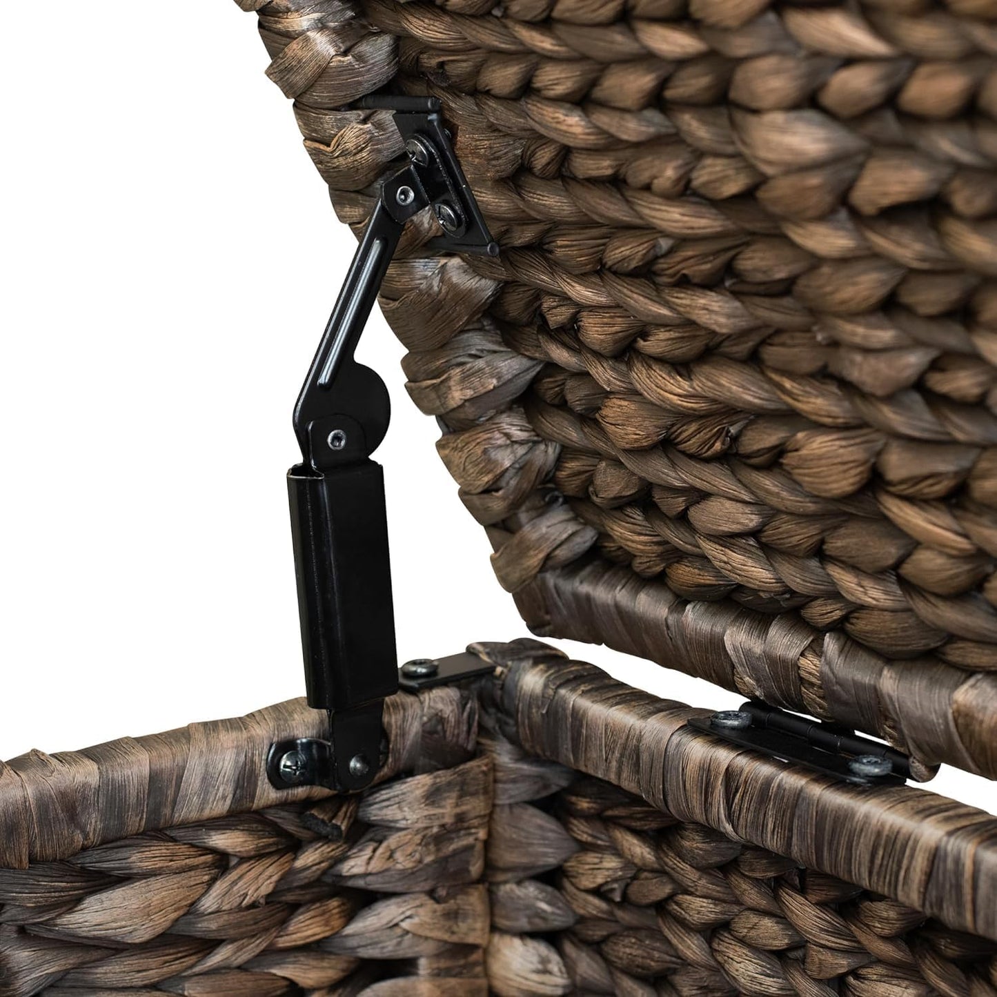 Metal Frame / Heavy-duty Water Hyacinth Wicker Storage Trunk / Brown Wash / 30 x 17.5