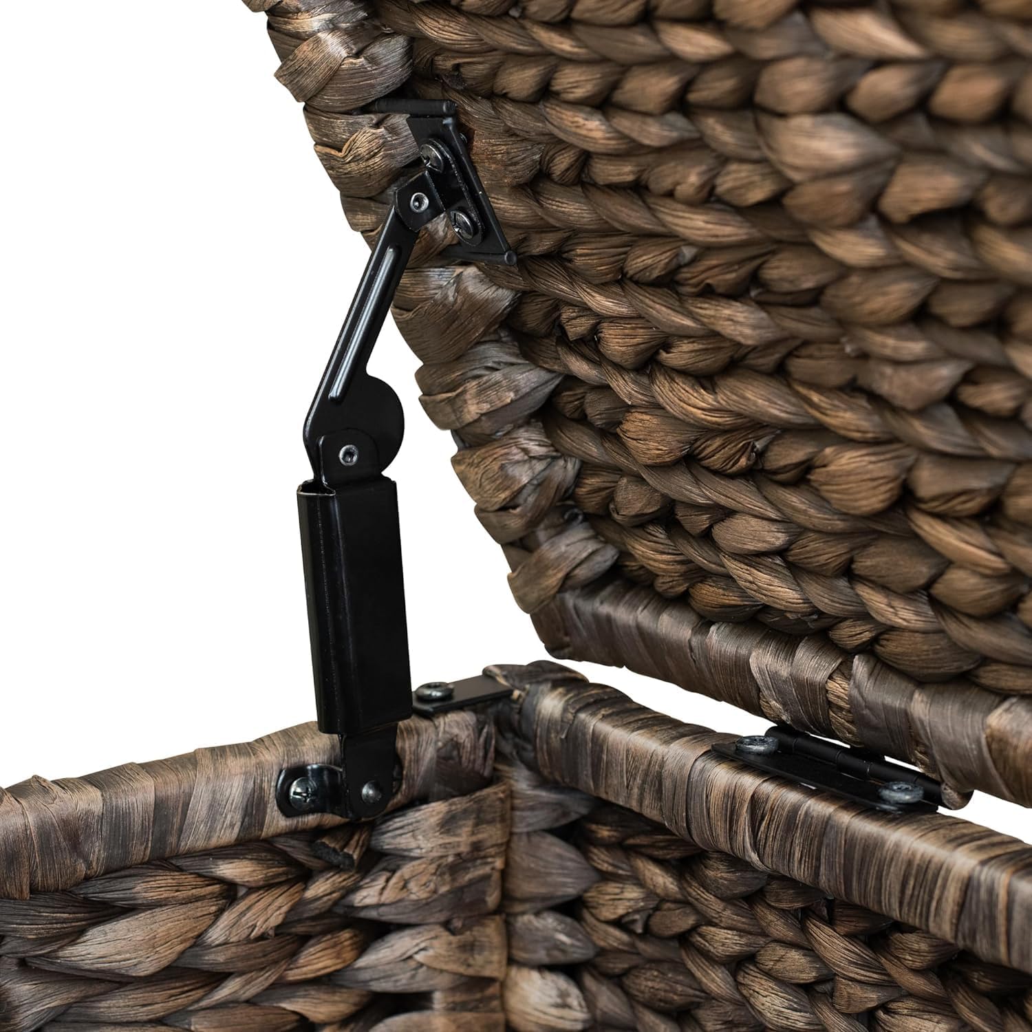Metal Frame / Heavy-duty Water Hyacinth Wicker Storage Trunk / Brown Wash / 30 x 17.5