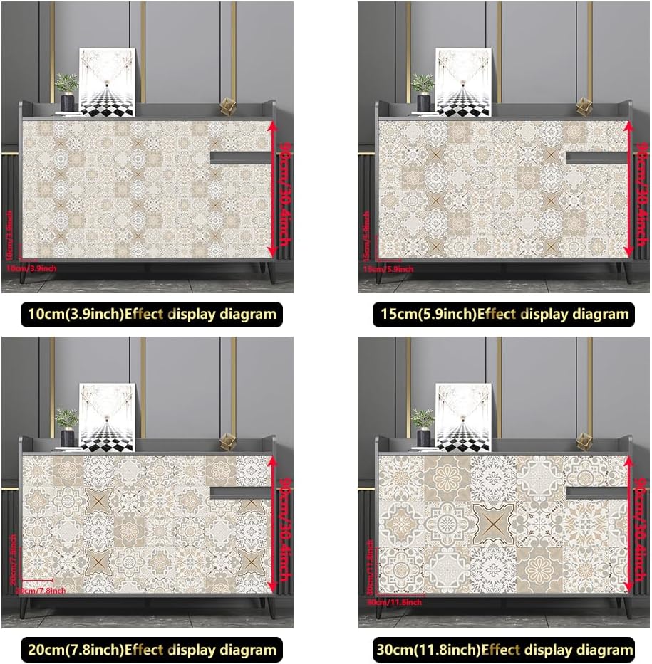 Moroccan Style Tile Sticker / Ts-491 / 4 x 4 / Set of 25