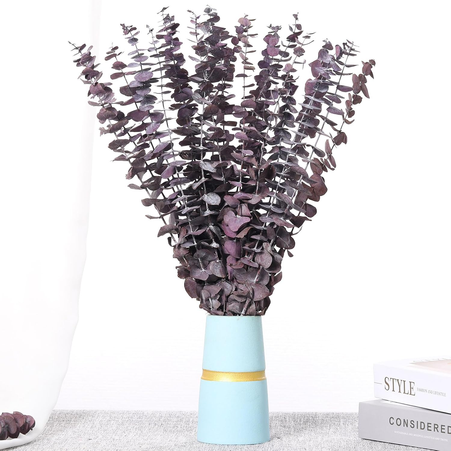 17'' Natural Real Live Eucalyptus Leaves Branches Hanging Shower / Purple / Set of 20