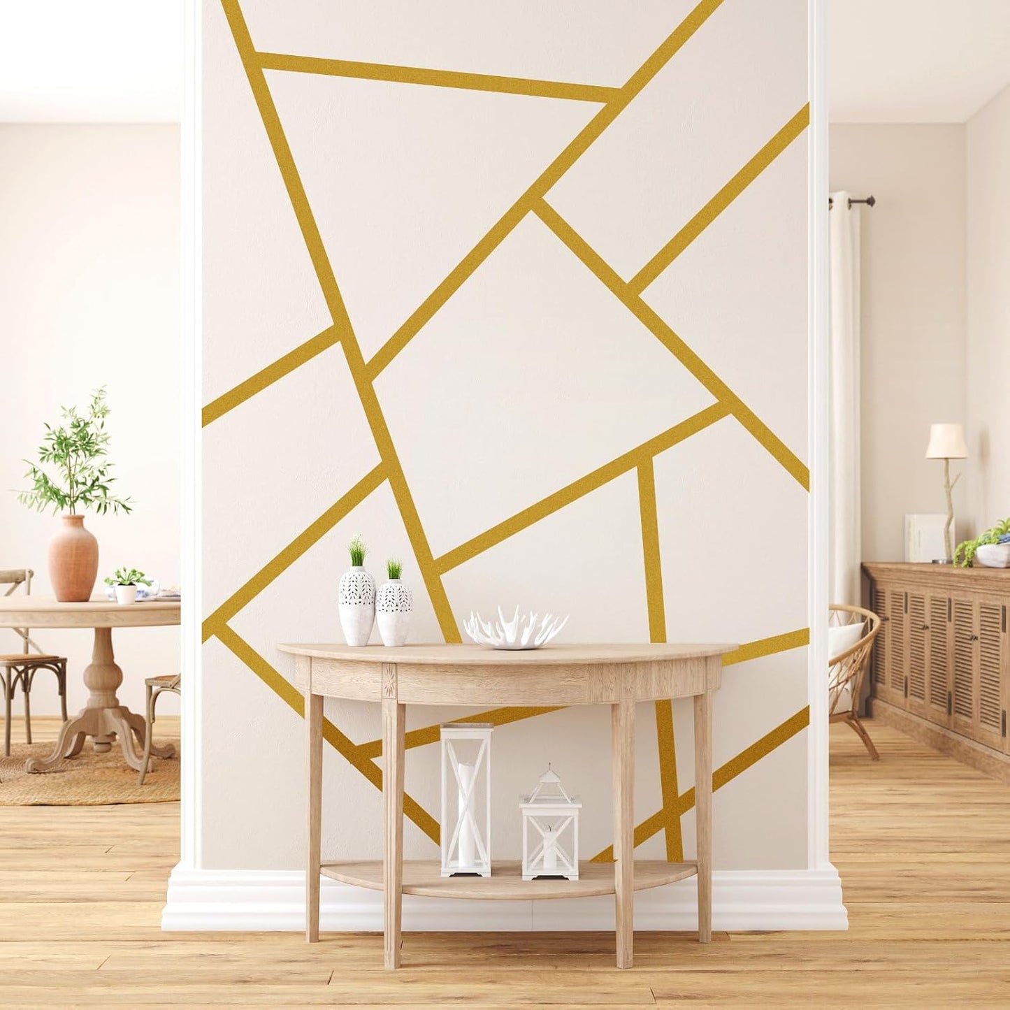 Wall Decal Striped Wall Decals Peel and Stick Metallic Line Walls Decals Modern Vinyl Walls / Gold