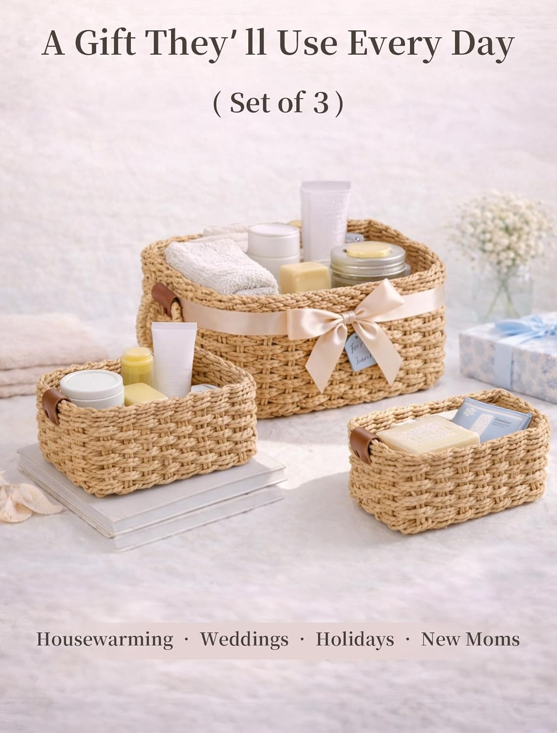 Mini wicker Basket / Brown / Set of 3