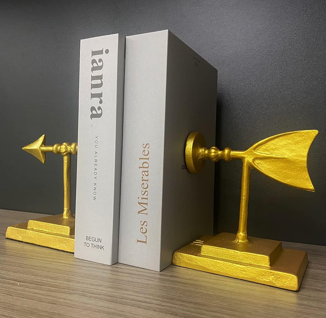 Semid Modern Metal Arrow Bookends / Gold