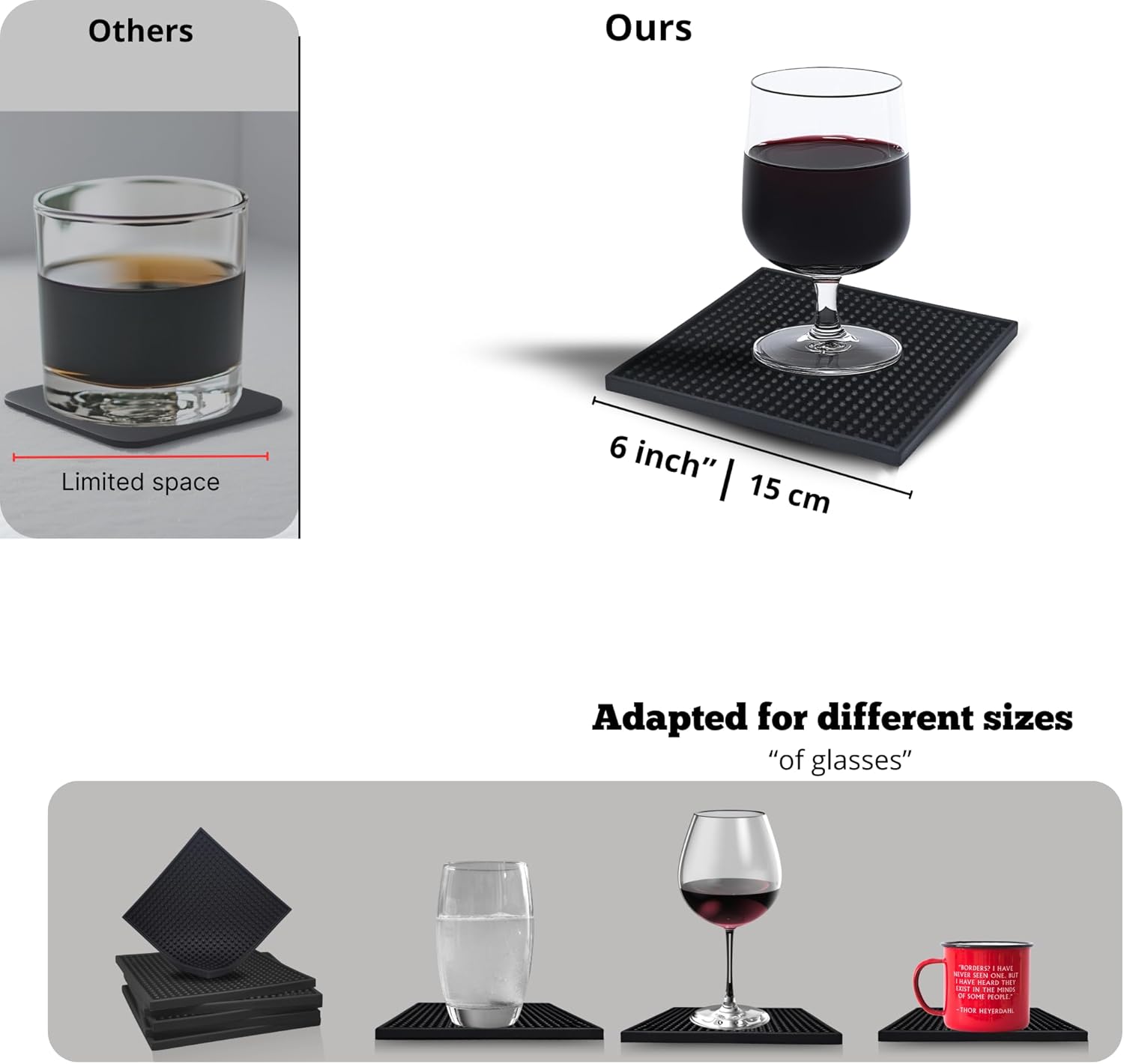 Silicone Coasters Set / with OUT HOLDER / 6 Inch / Set of 6