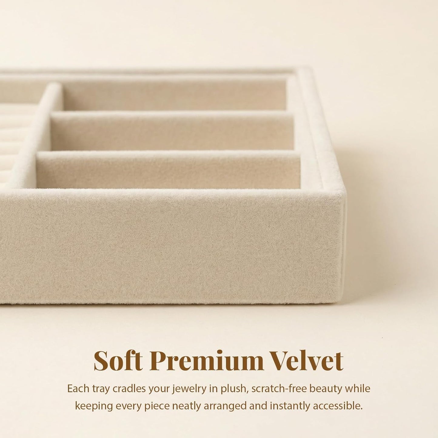 Velvet Jewelry Trays / Beige / Set of 8