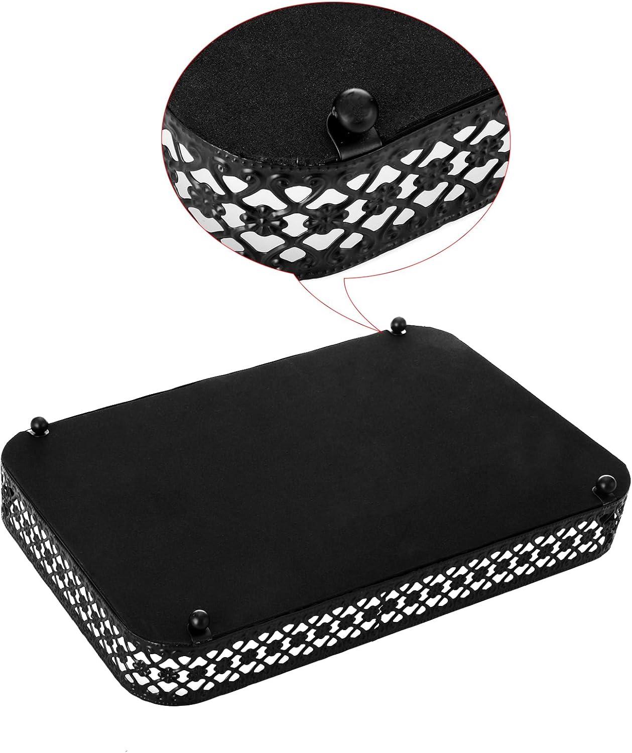 Glass & Metal Trinket Organizer for Dresser / Black / 11.8 x 7.9 x 2