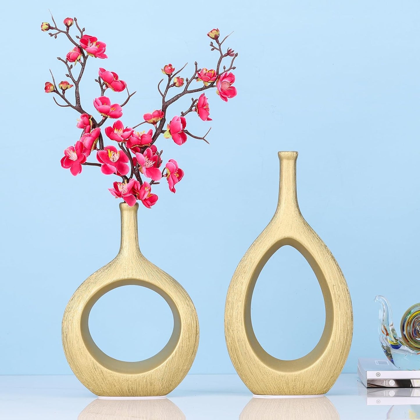 Matte Ceramic Vase / Luxury/f / Gold / Set of 2