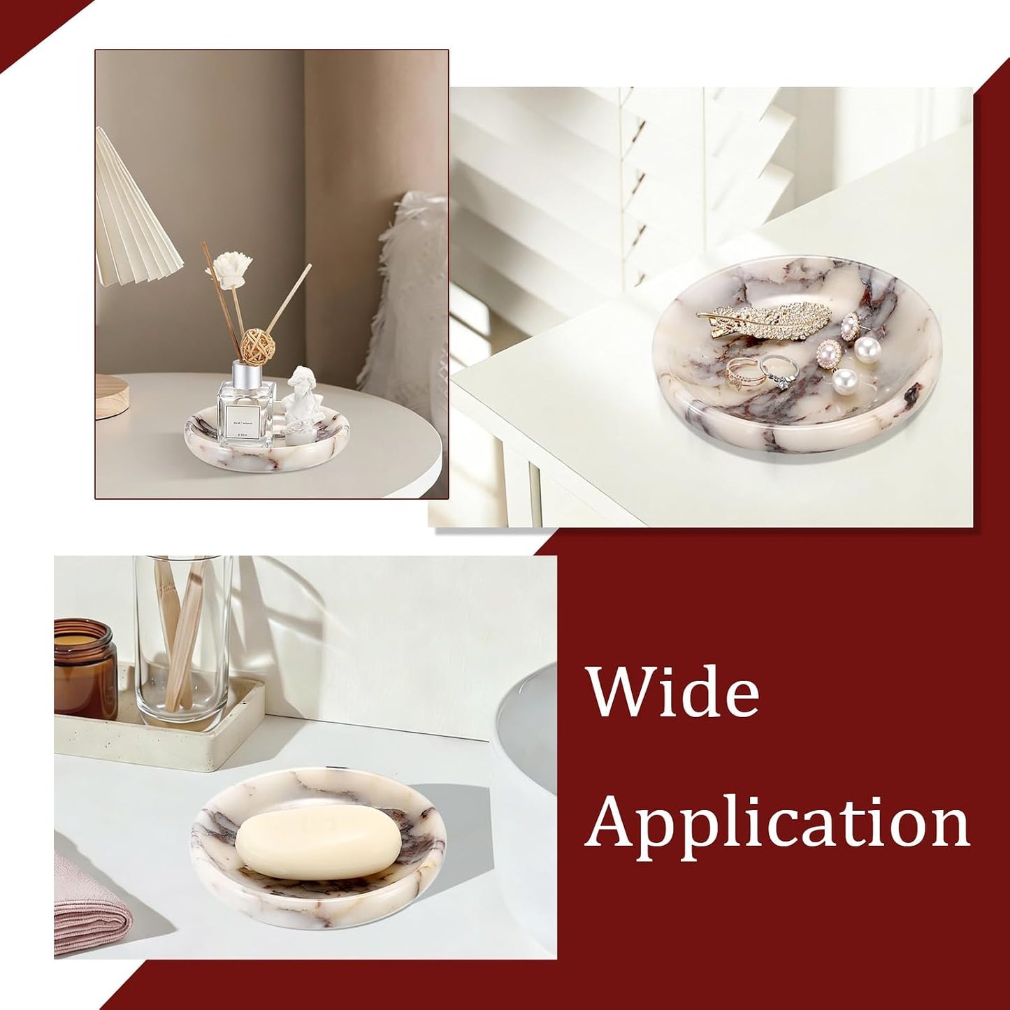 Decorative Key Holder for Entryway Table Round Key Bowl Marble Nightstand / Calacatta Viola / 5.5