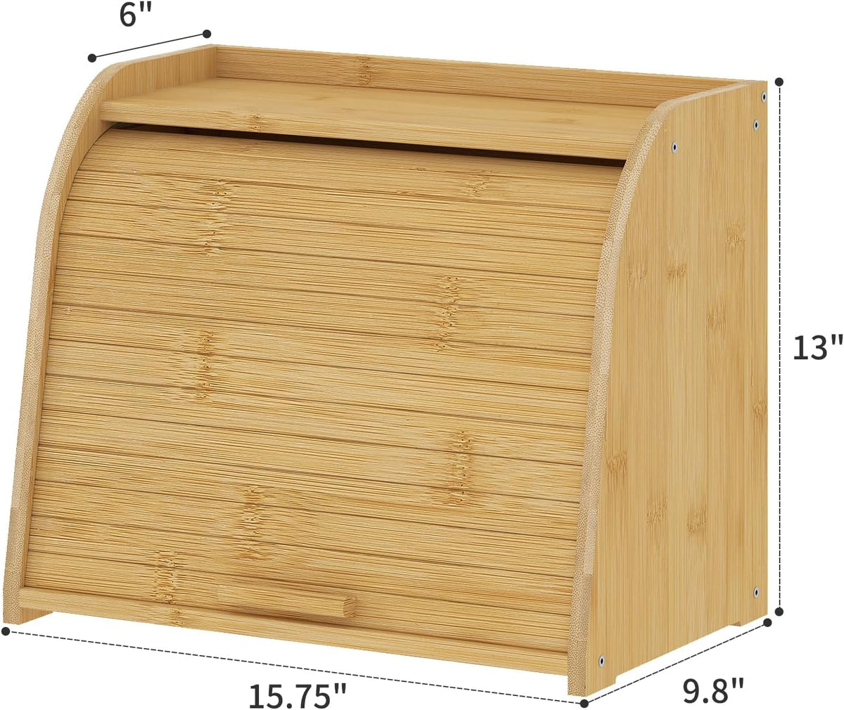 Kitsanery Bread Box for Kitchen Countertop, Bamboo Bread Storage, Double-Layer Roll-Top Bread Container, Farmhouse
