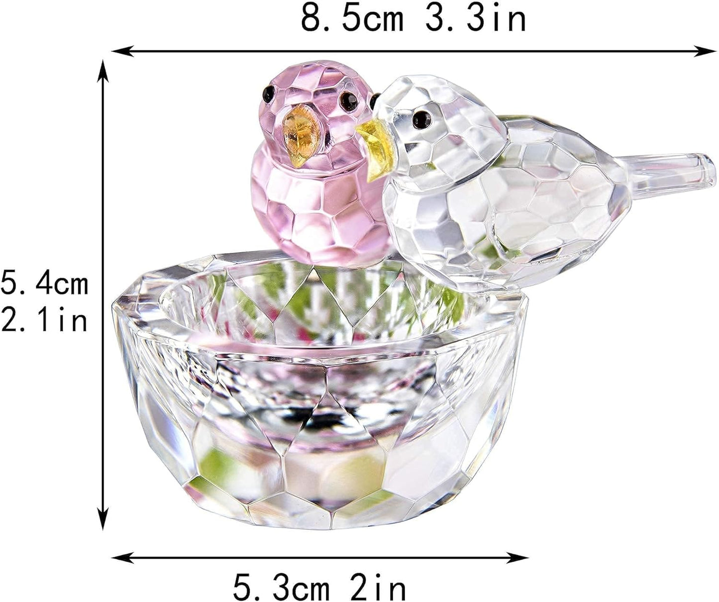 3.3'' Crystal Bird Figurine Collectible Art Glass Animal Figurines Table Home Decor / Double Birds