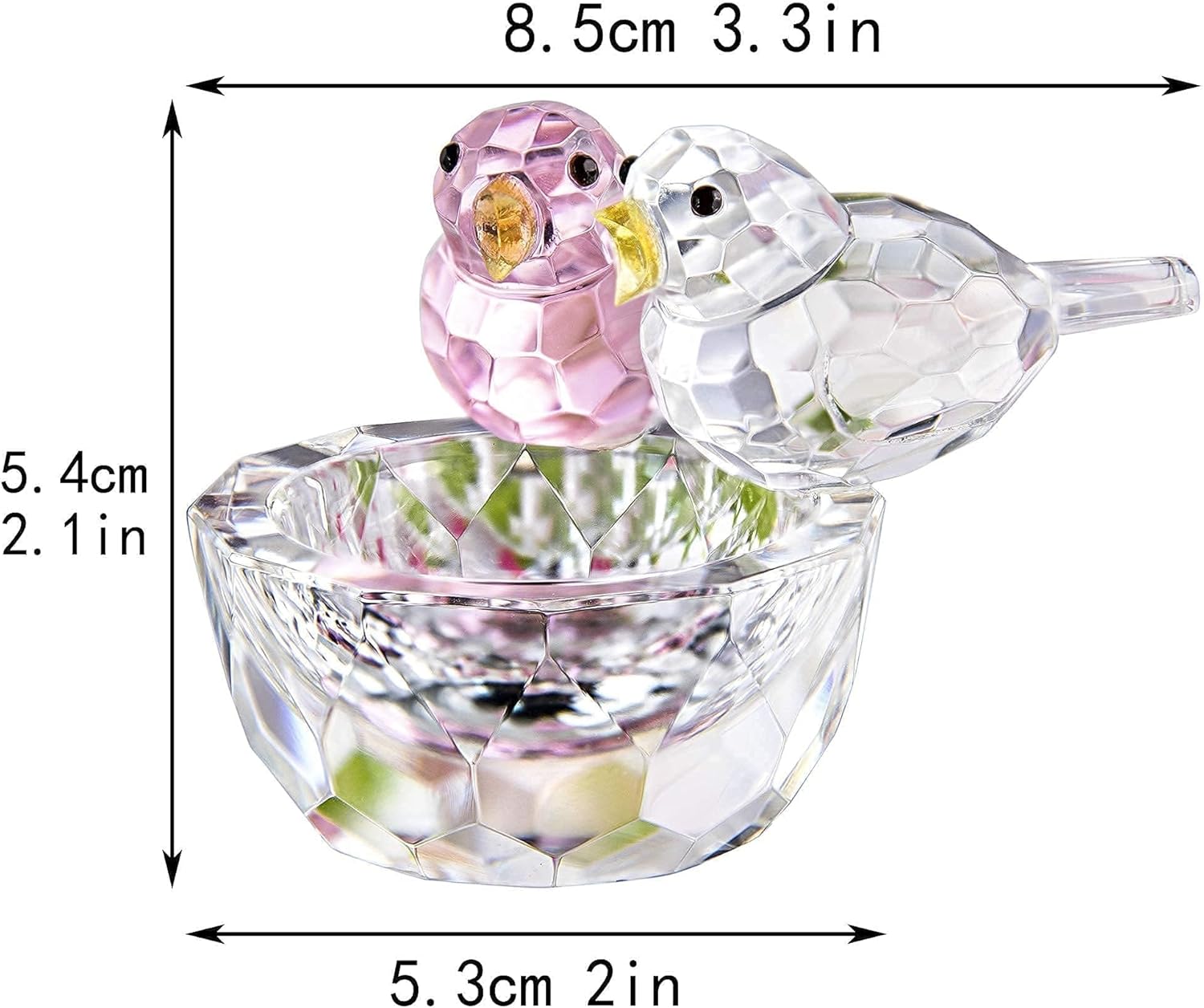 3.3'' Crystal Bird Figurine Collectible Art Glass Animal Figurines Table Home Decor / Double Birds