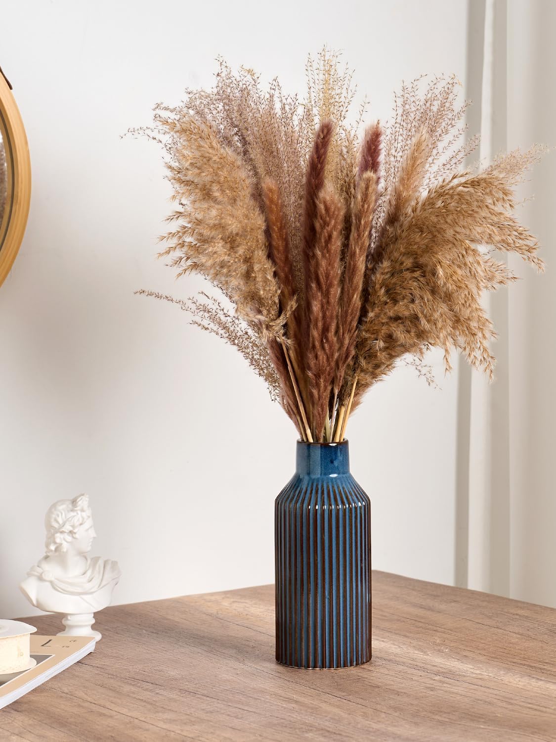 Ceramic Flower Vase / 2 Blue / 8 Inch