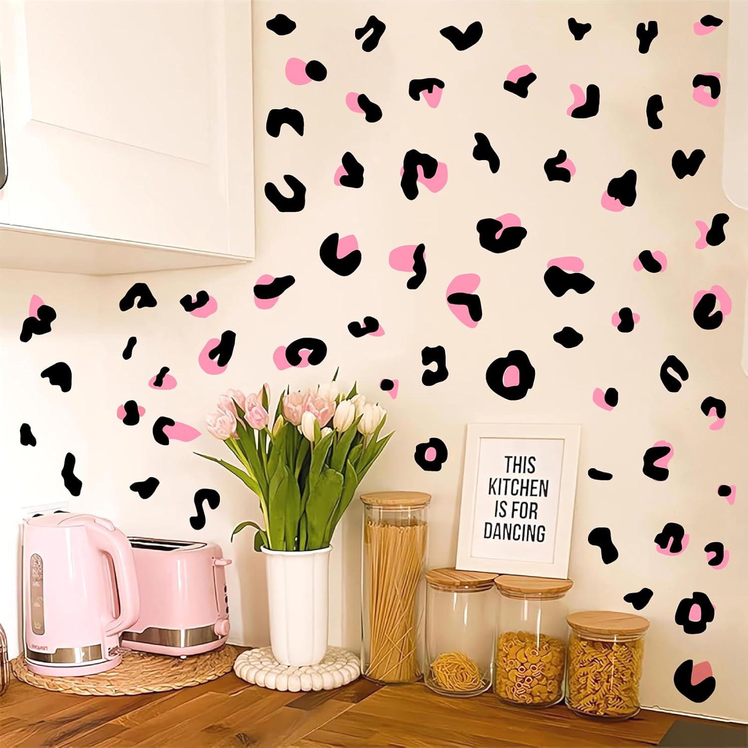 Leopard Print Wall Decals Peel and Stick Cheetah Pattern Sticker Animal Prints / Leopard Dot / Black