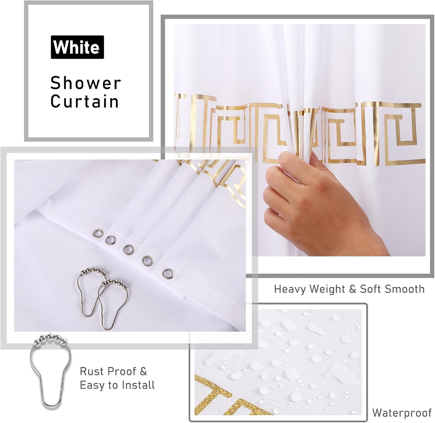 XLHOMO 11PCS Bathroom Sets with Shower Curtain and Rugs Bathroom Accessories Set White Bathroom Set,Soap Dispenser &