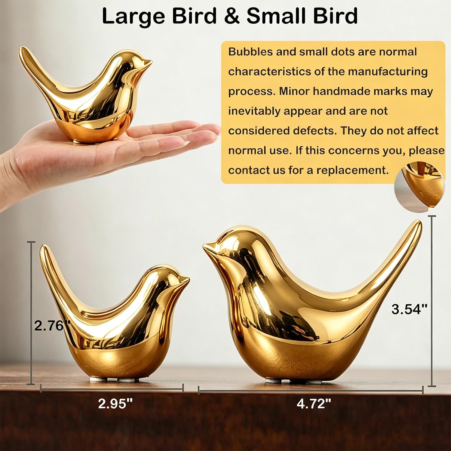 Small Birds Animal Statues Bird Figurines Knick Knacks Home Decor / Goldbirds / Gold / Set of 2