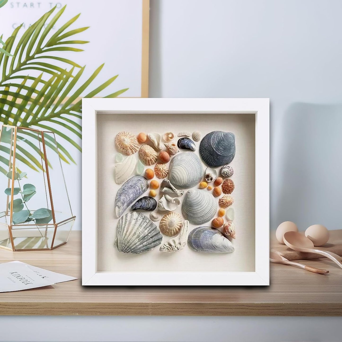 Elegant Deep Wood Shadow Box Frames - Set of 3 White 10x10 Display Cases with Real Glass and Linen Backboard, Perfect