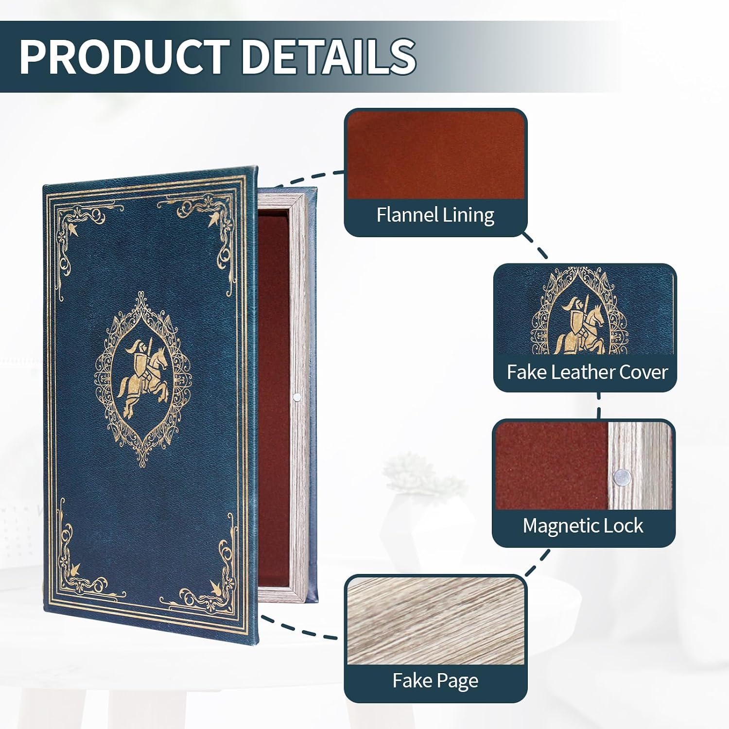 Faux Book Shaped Trinket Storage Container / Blue