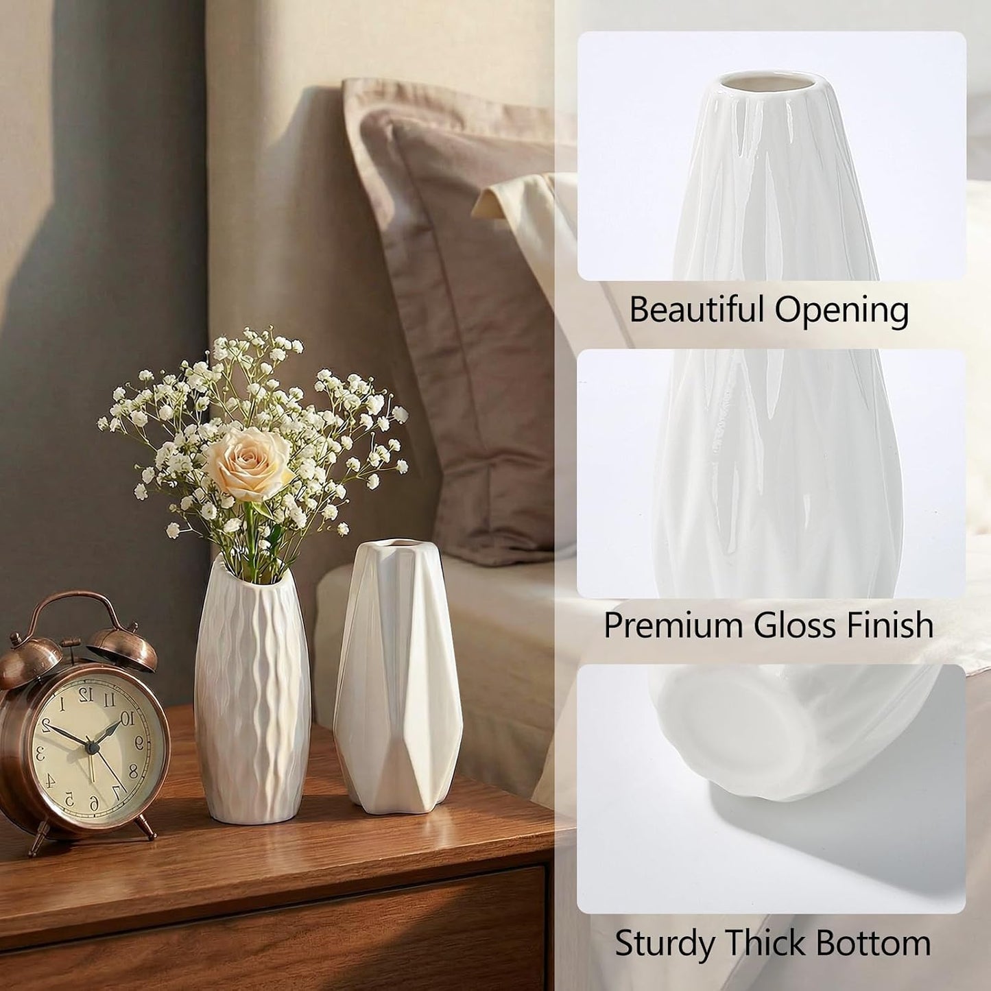 Ceramic Bud Vase / Glazed White / Set of 12