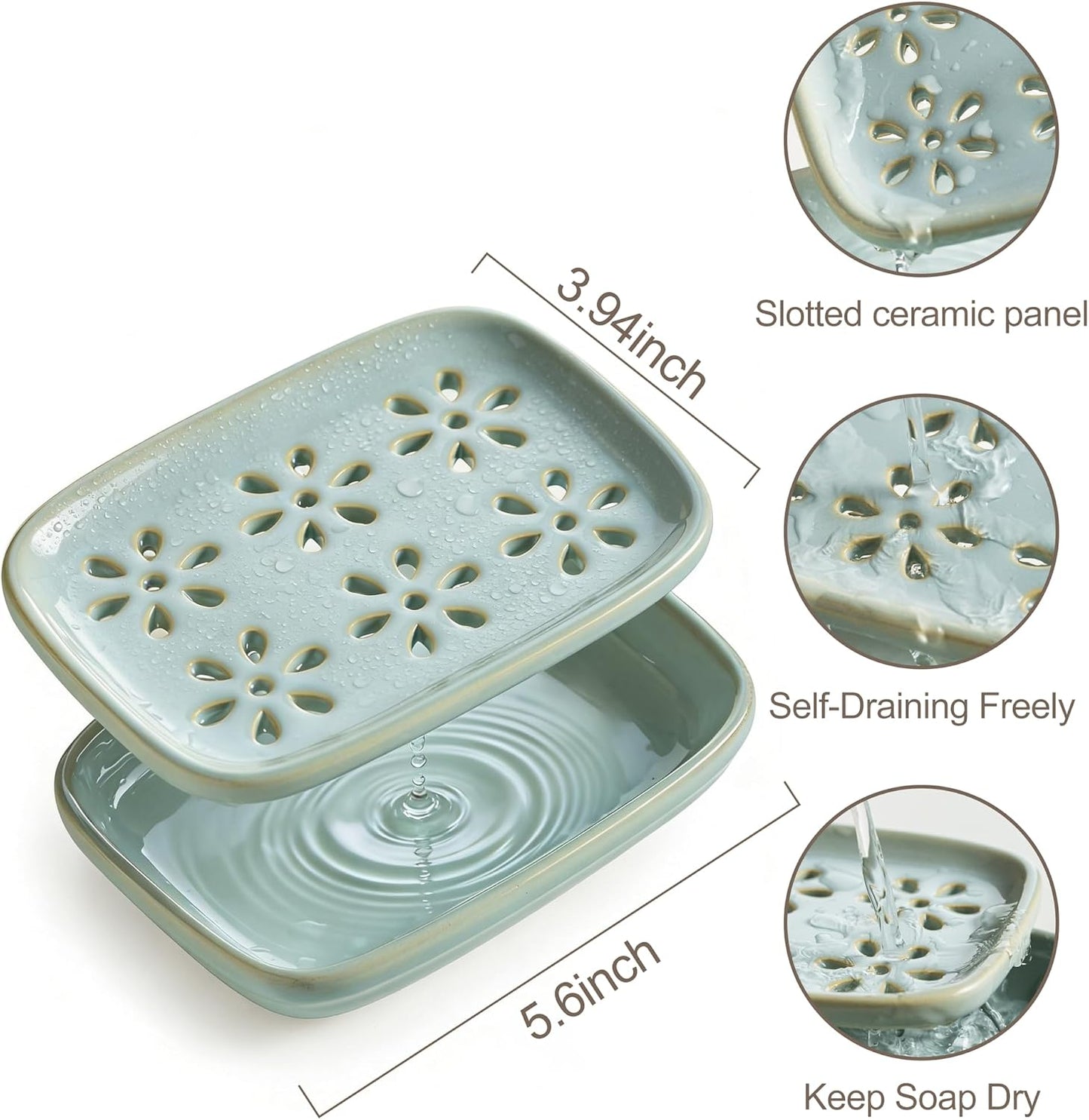 2-Tier Soap Holder for Bar Soap Sponge / Blue