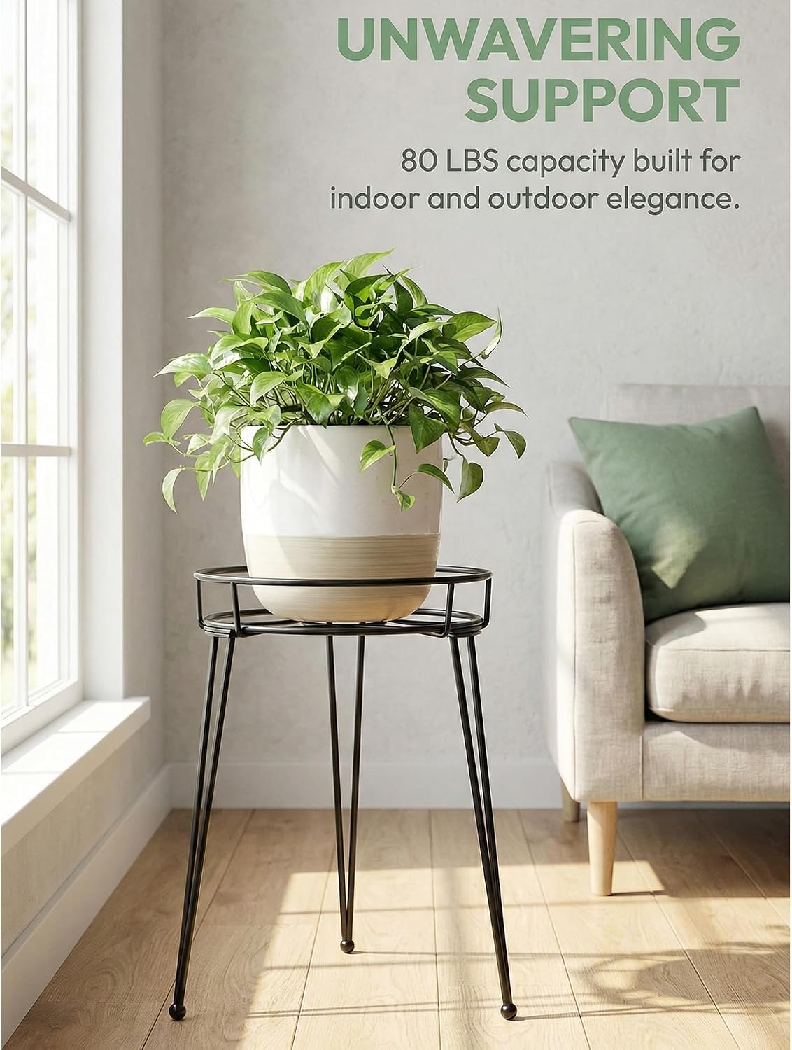 Midcentury Modern Metal Potted Plant Stand 18.7 inches Tall Flower Pot Holder Large Rustproof Iron Garden Container